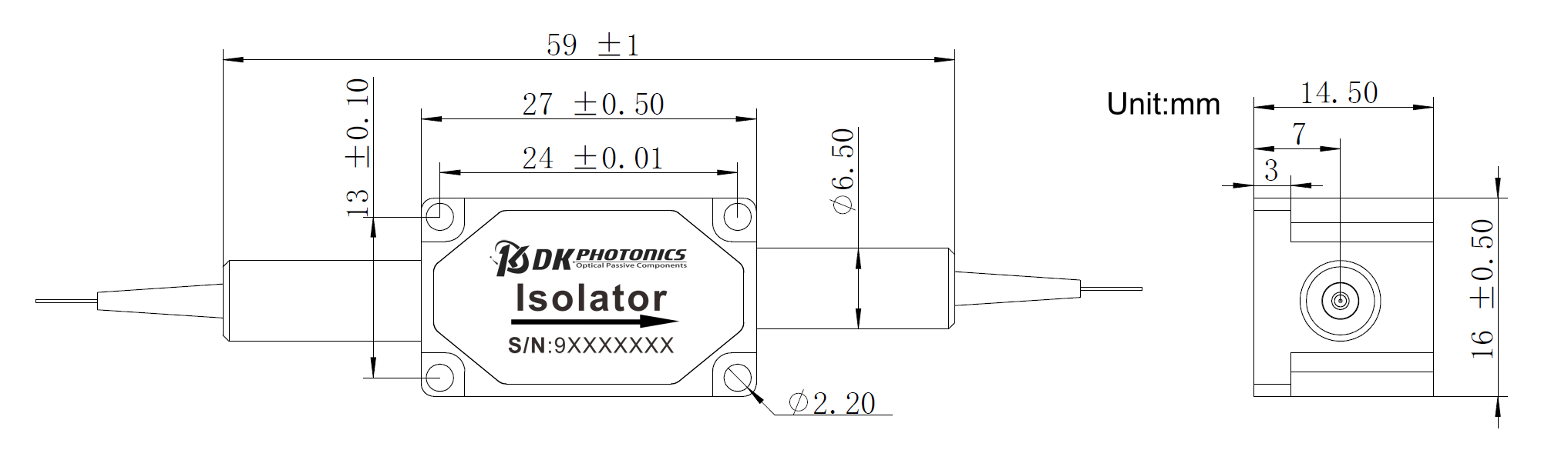 Compact size TGG Based PM Optical Isolator-780/795/808/840/850nm