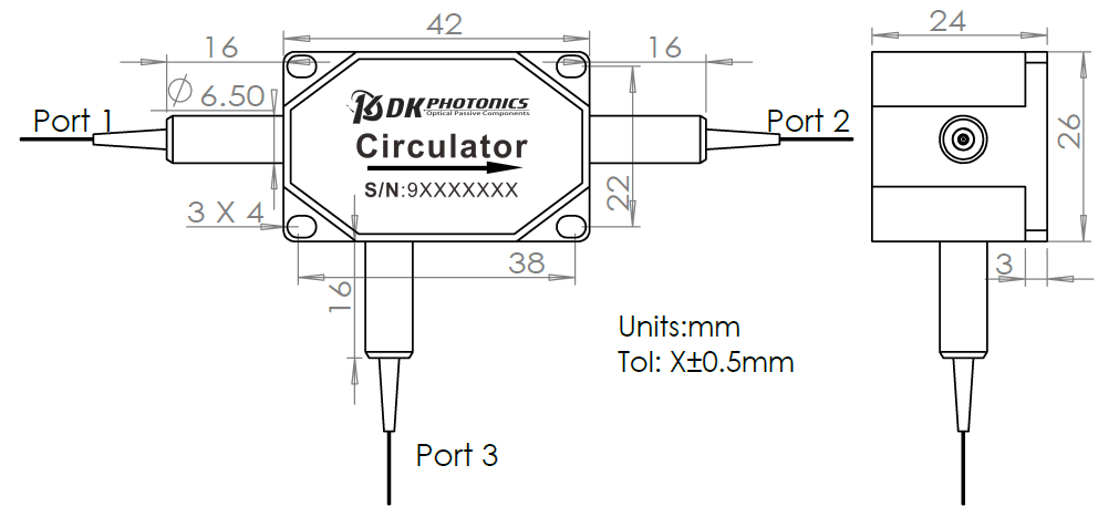 635nm TGG Based PM Optical Circulator